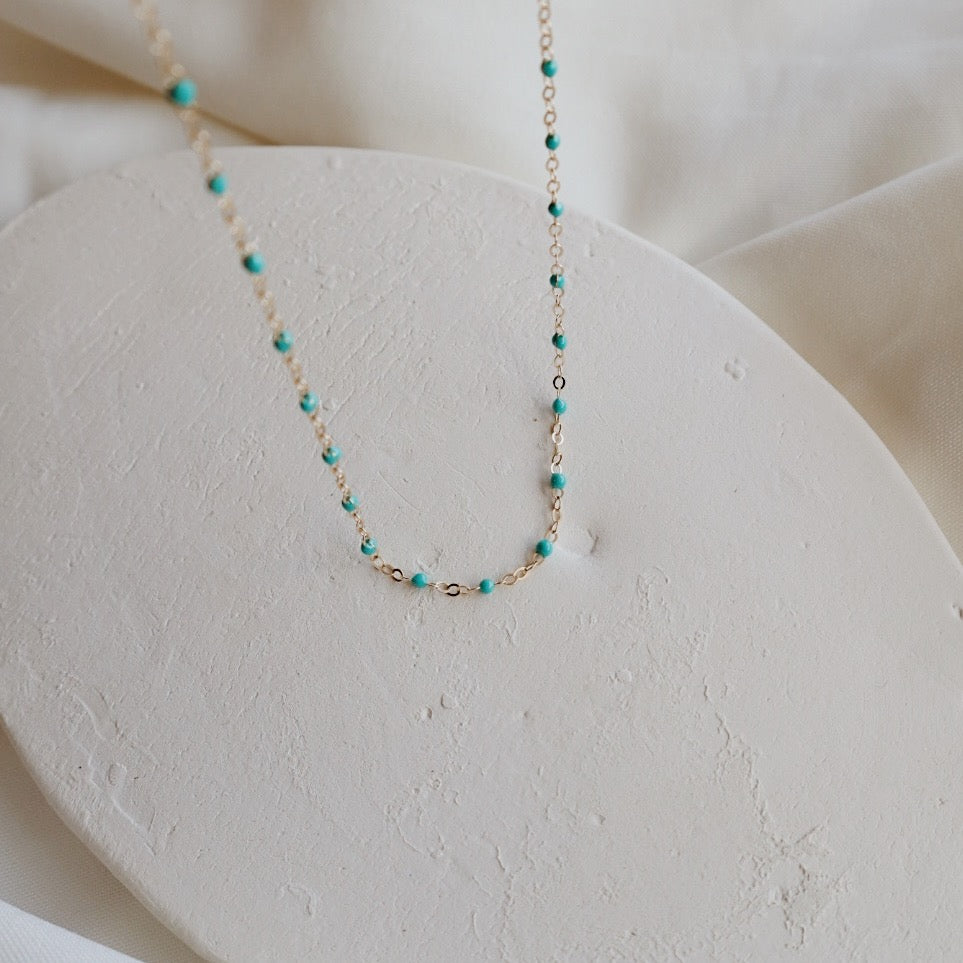 Blue Epoxy Gold Necklace - PeacePiecesJewelry