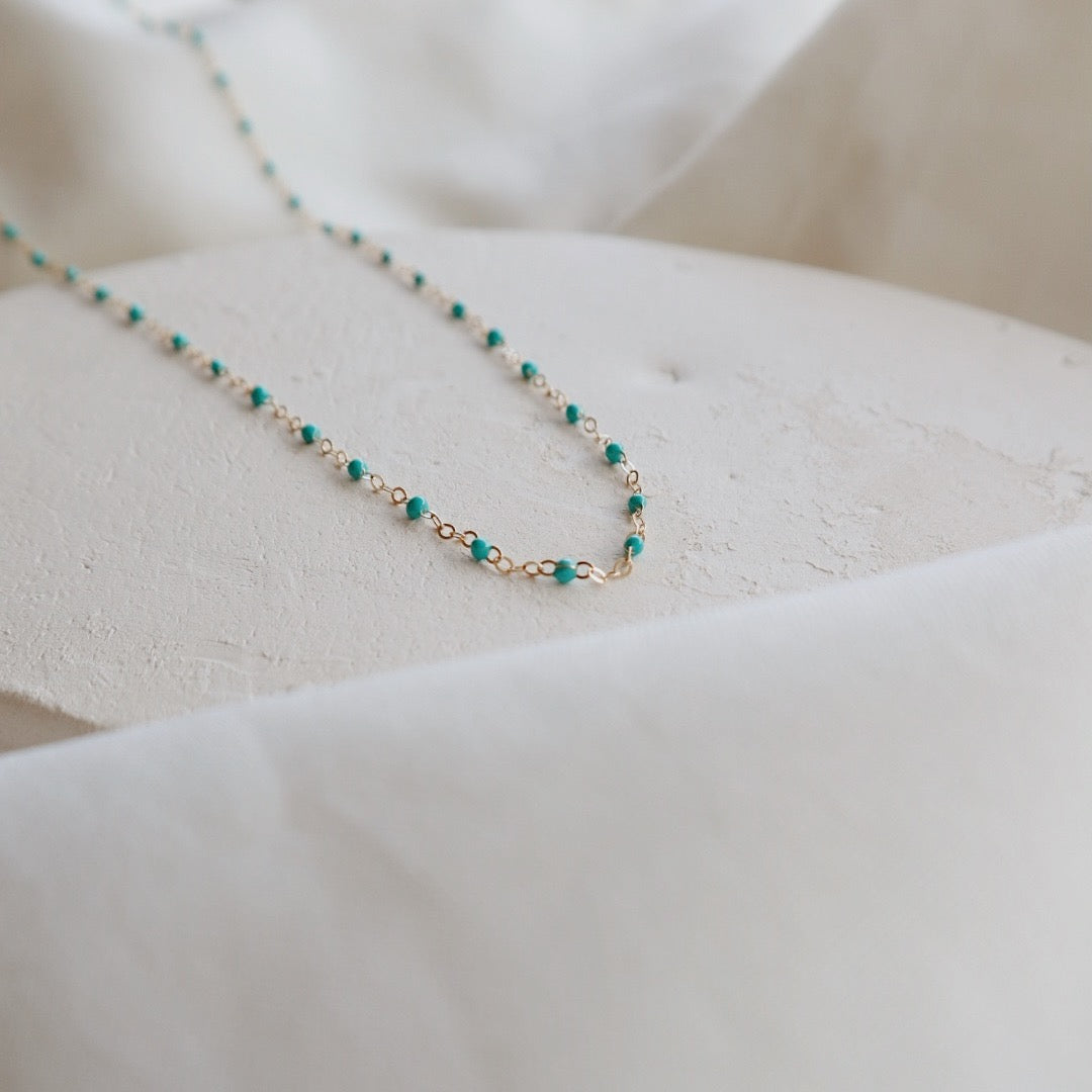 Blue Epoxy Gold Necklace - PeacePiecesJewelry