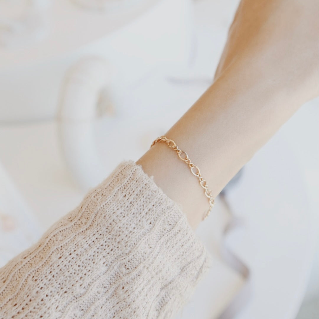 Drawn Cable Chain Gold Bracelet - PeacePiecesJewelry