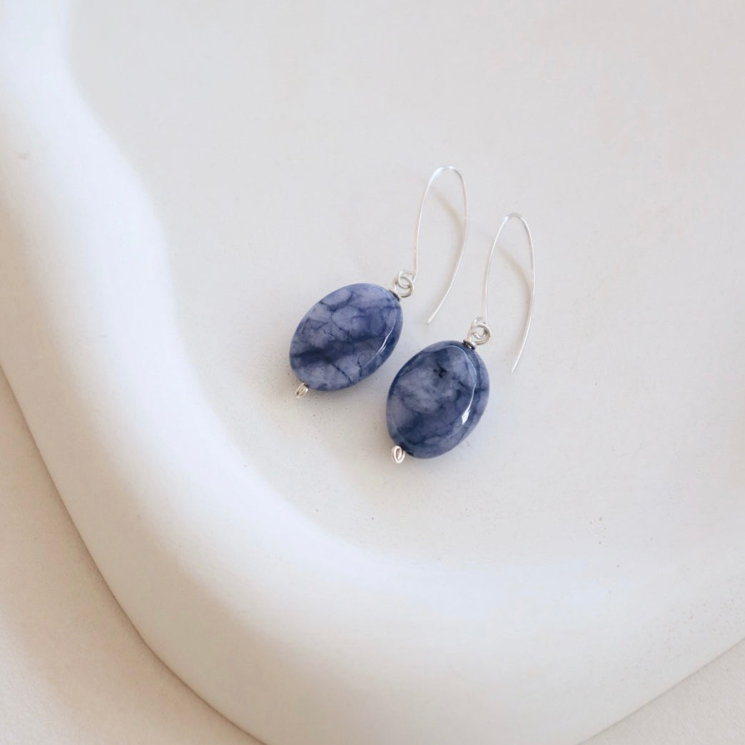 Lapis Lazuli Silver Earrings - PeacePiecesJewelry