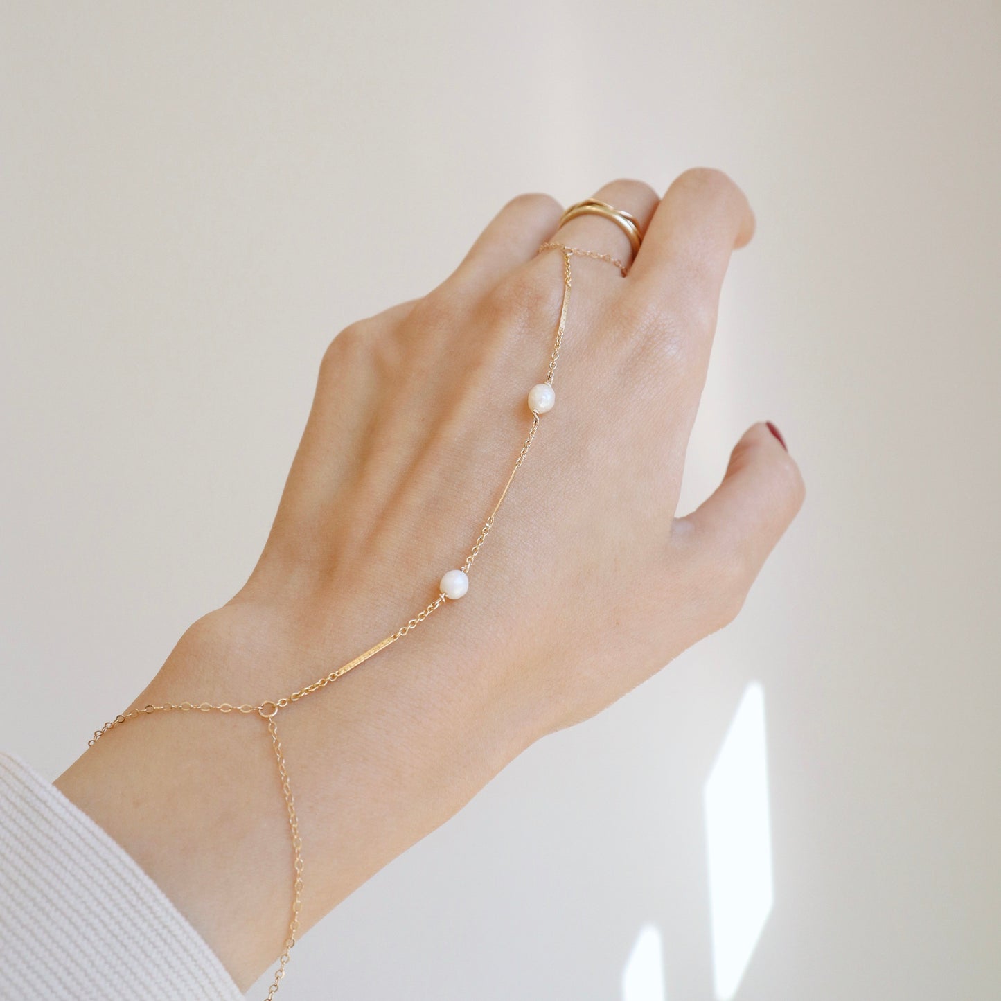 Pearls Hand Chain PeacePiecesJewelry