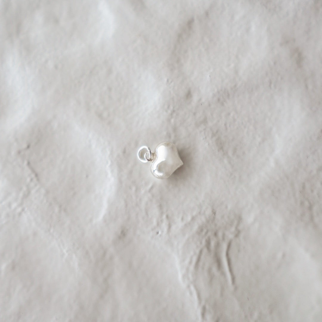 Puffy Silver Heart - PeacePiecesJewelry