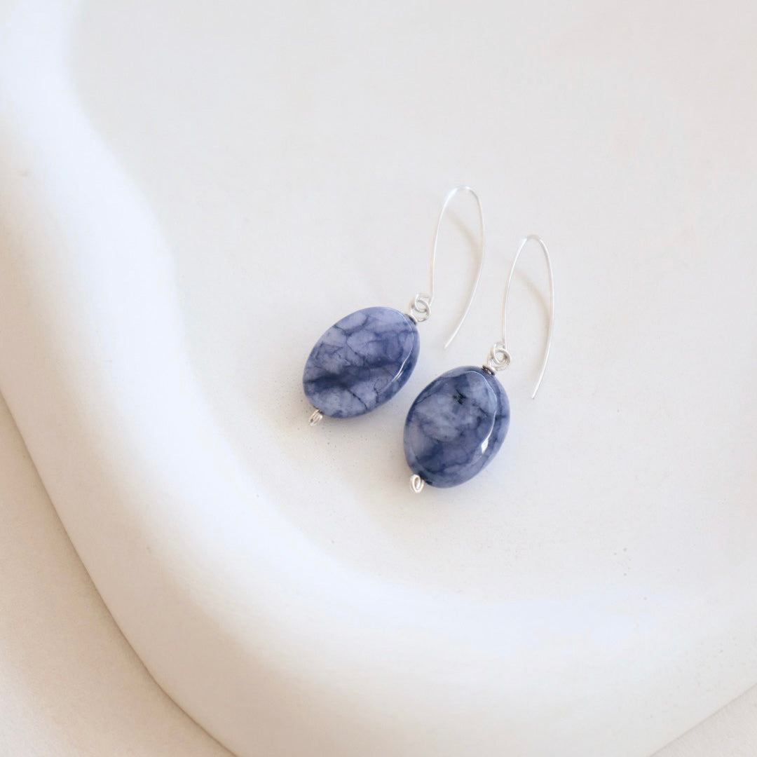 Lapis Lazuli Silver Earrings - PeacePiecesJewelry