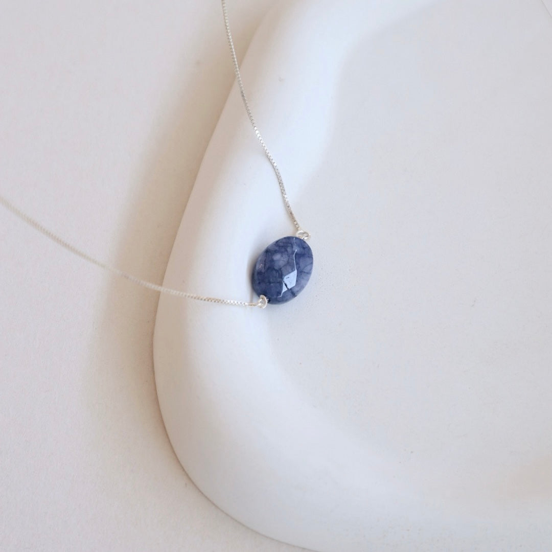 Lapis Lazuli Silver Necklace - PeacePiecesJewelry