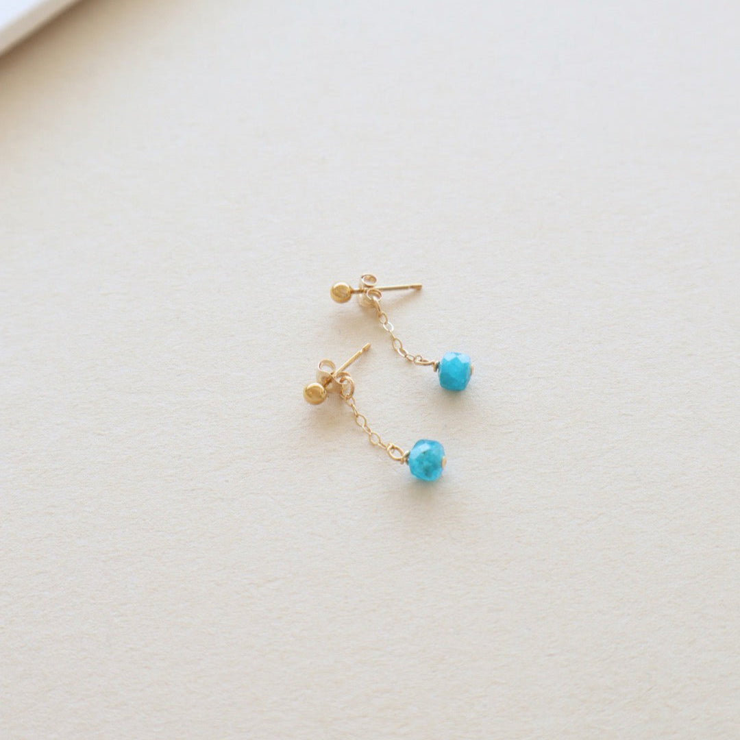 Blue Apatite Ball Earrings