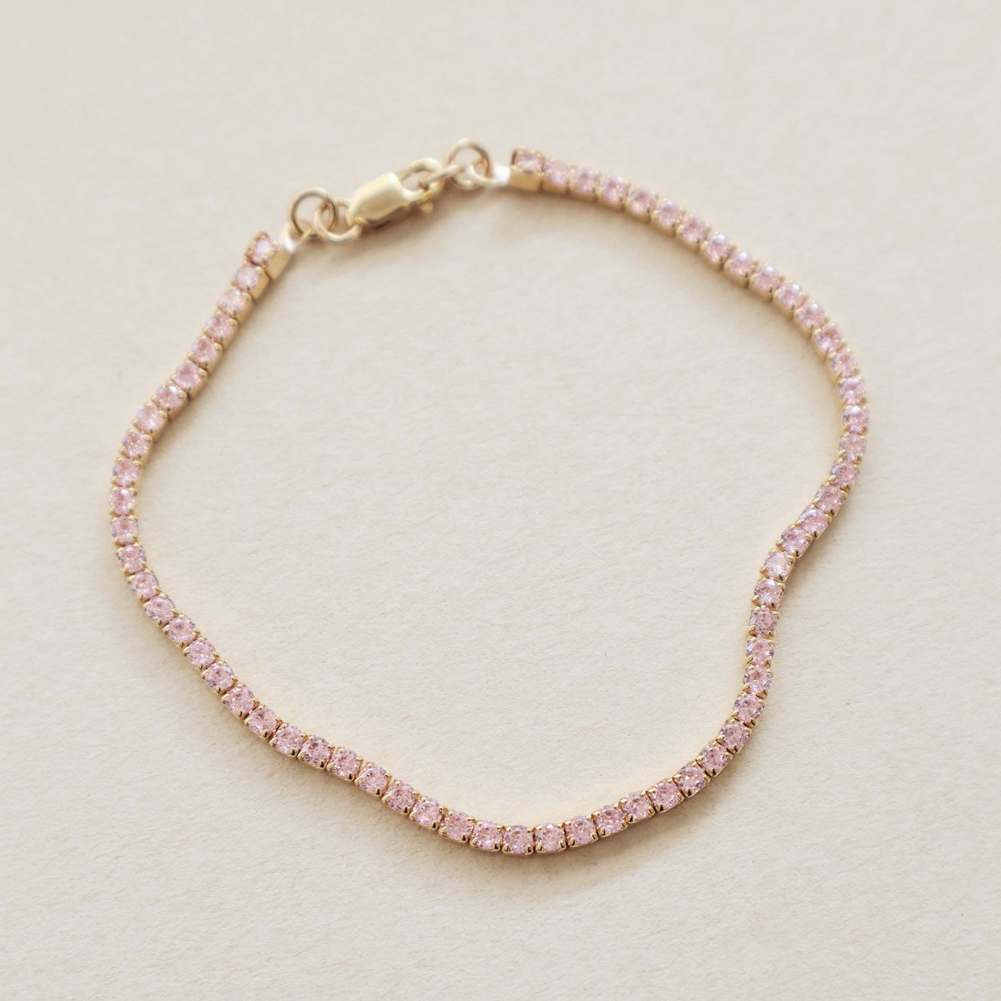 Tennis Bracelet Rose Pink Gold PeacePiecesJewelry