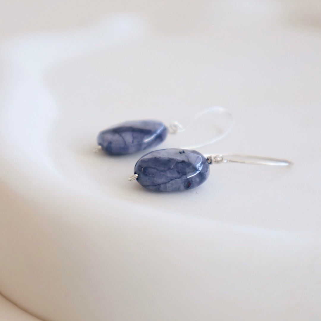 Lapis Lazuli Silver Earrings - PeacePiecesJewelry