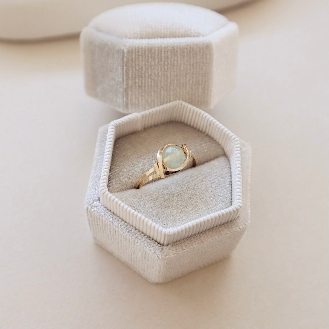 Green Tourmaline Flat Wire Gold Ring - PeacePiecesJewelry