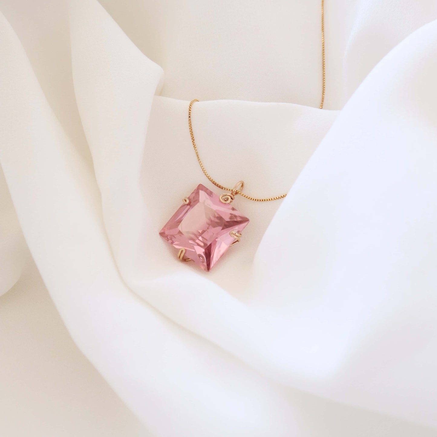 Pink Cubic Zirconia Gemstone Necklace