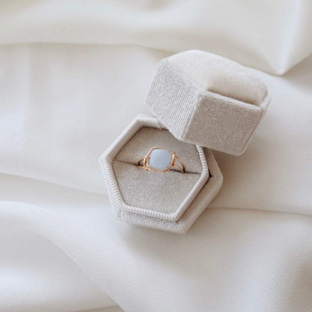 Square Aquamarine Ring - PeacePiecesJewelry