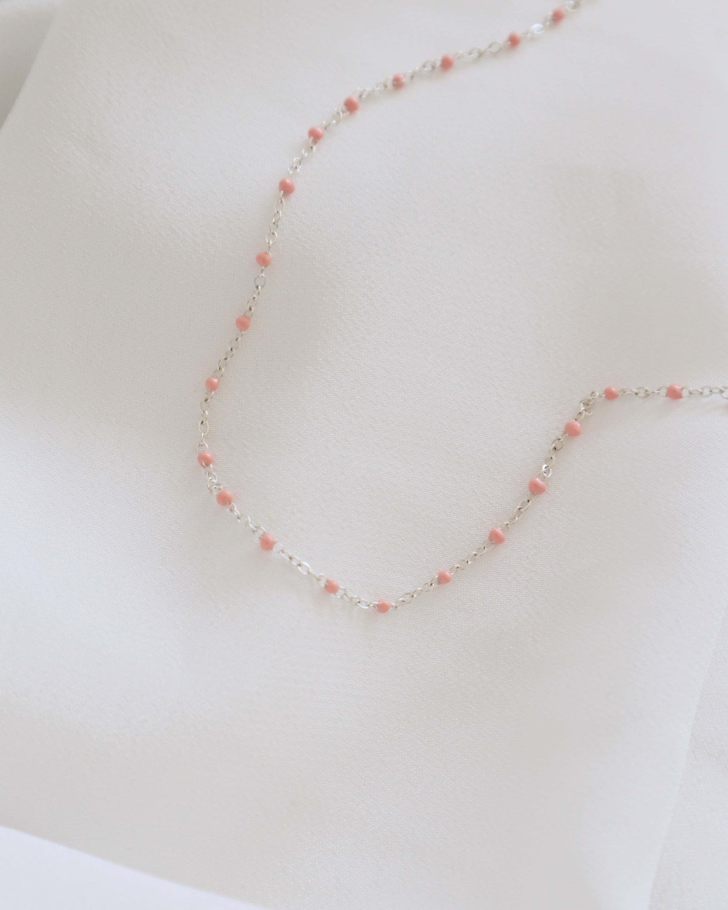 Pink Epoxy Silver Anklet PeacePiecesJewelry