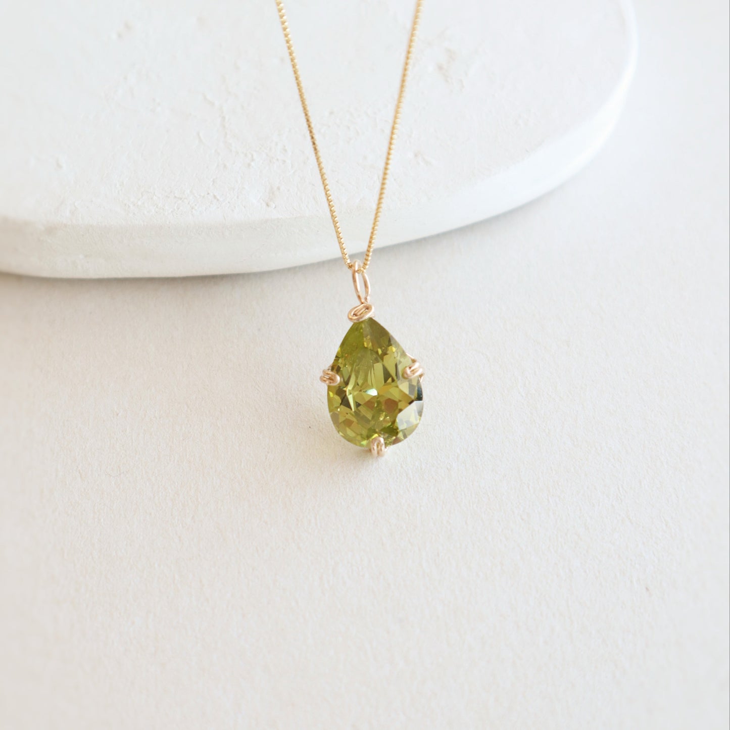 Pear Peridot Gemstone Necklace