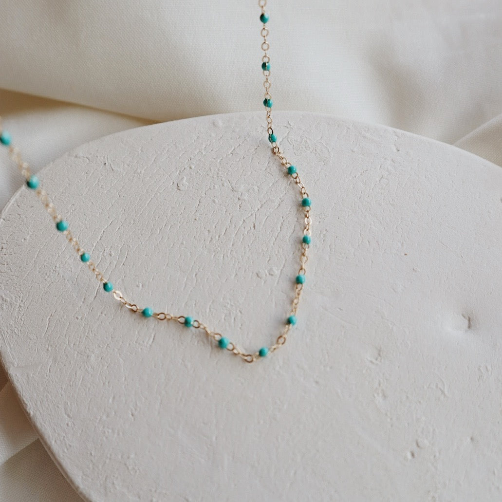 Blue Epoxy Gold Necklace - PeacePiecesJewelry