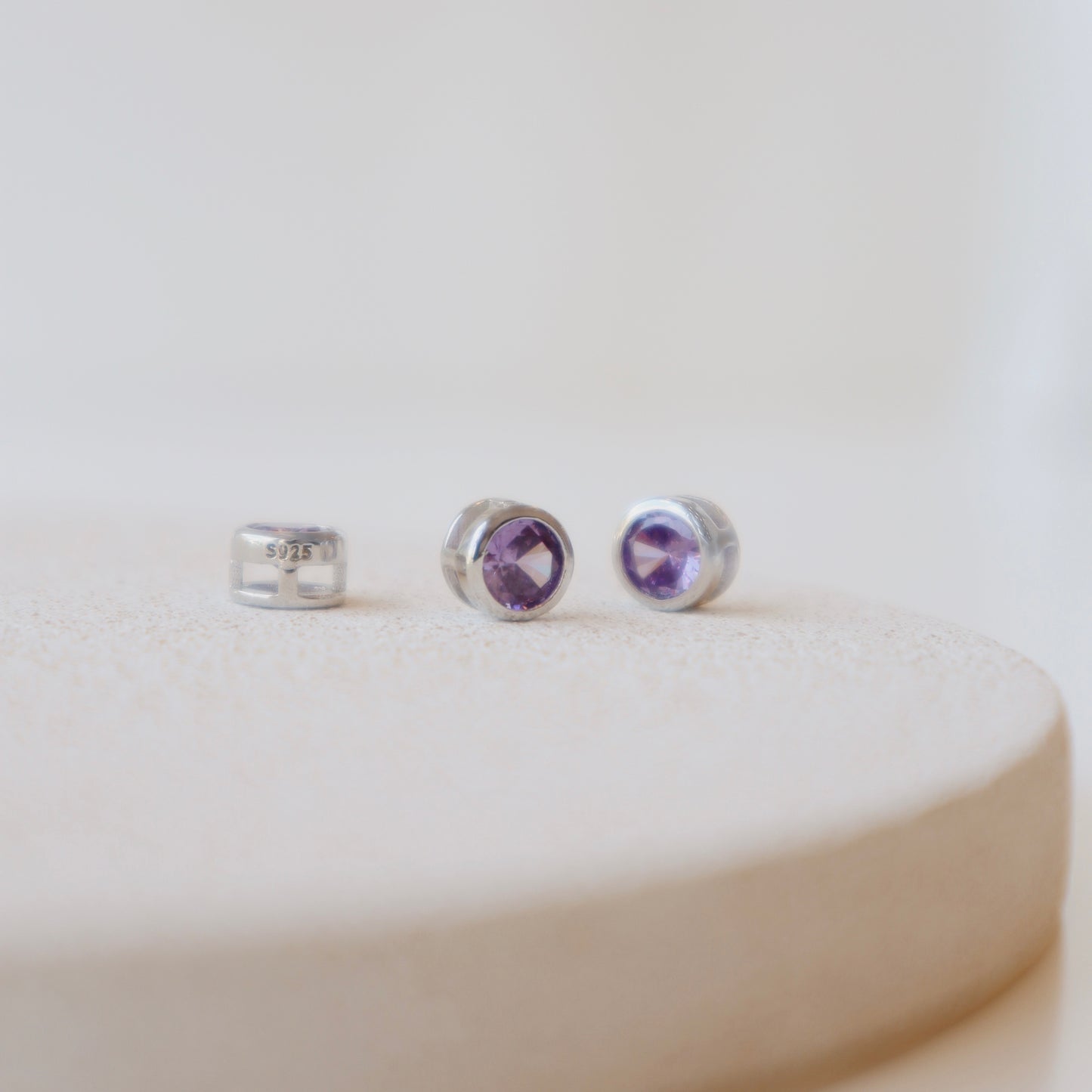 Amethyst Silver Spacer - PeacePiecesJewelry