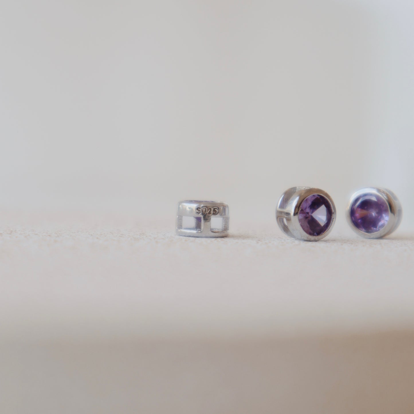 Amethyst Silver Spacer - PeacePiecesJewelry