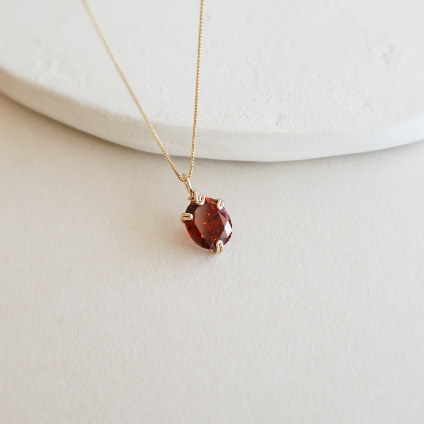 Oval Garnet Gemstone Necklace