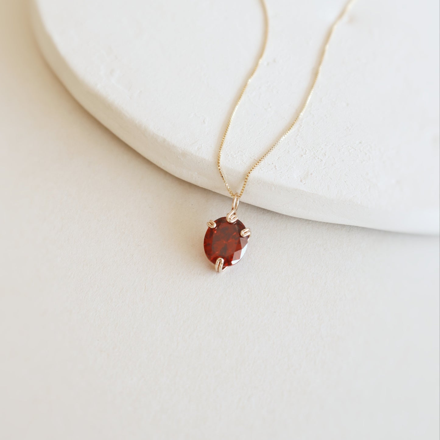 Oval Garnet Gemstone Necklace