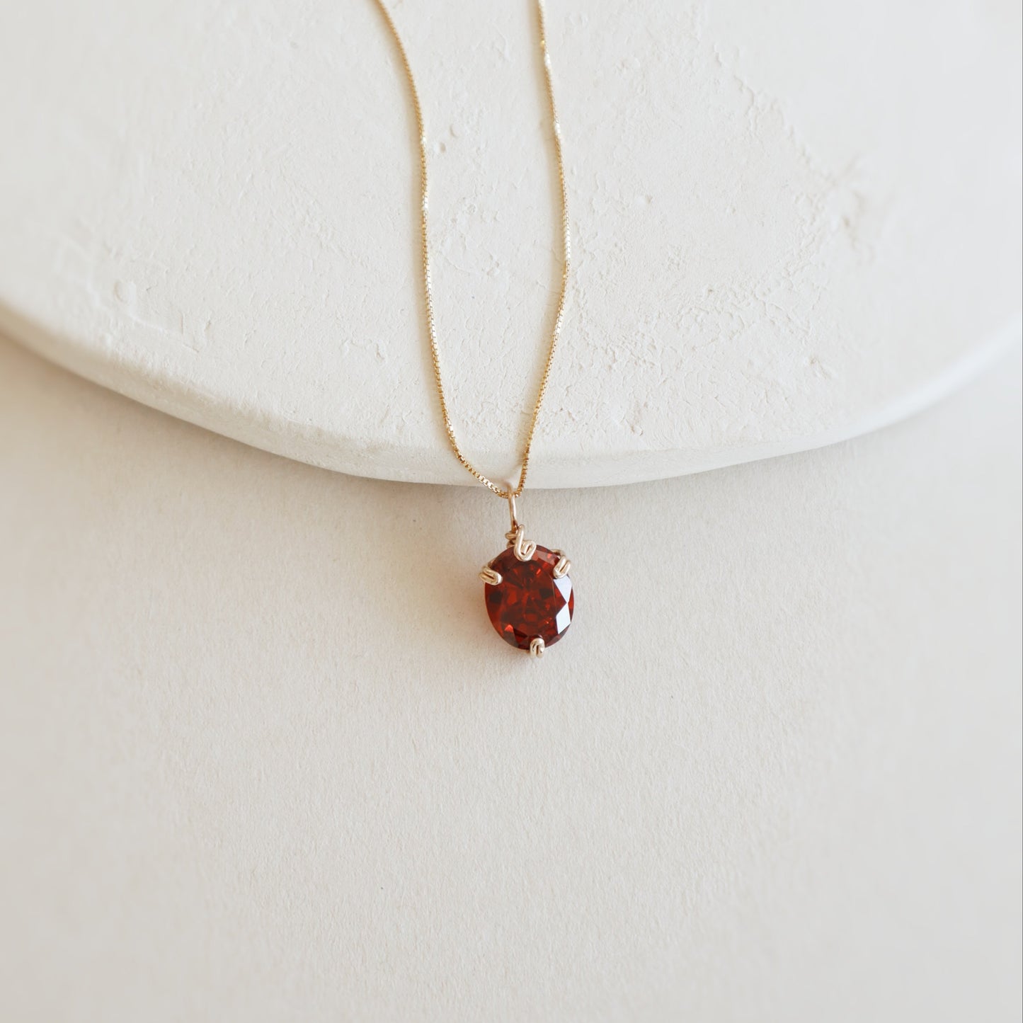 Oval Garnet Gemstone Necklace