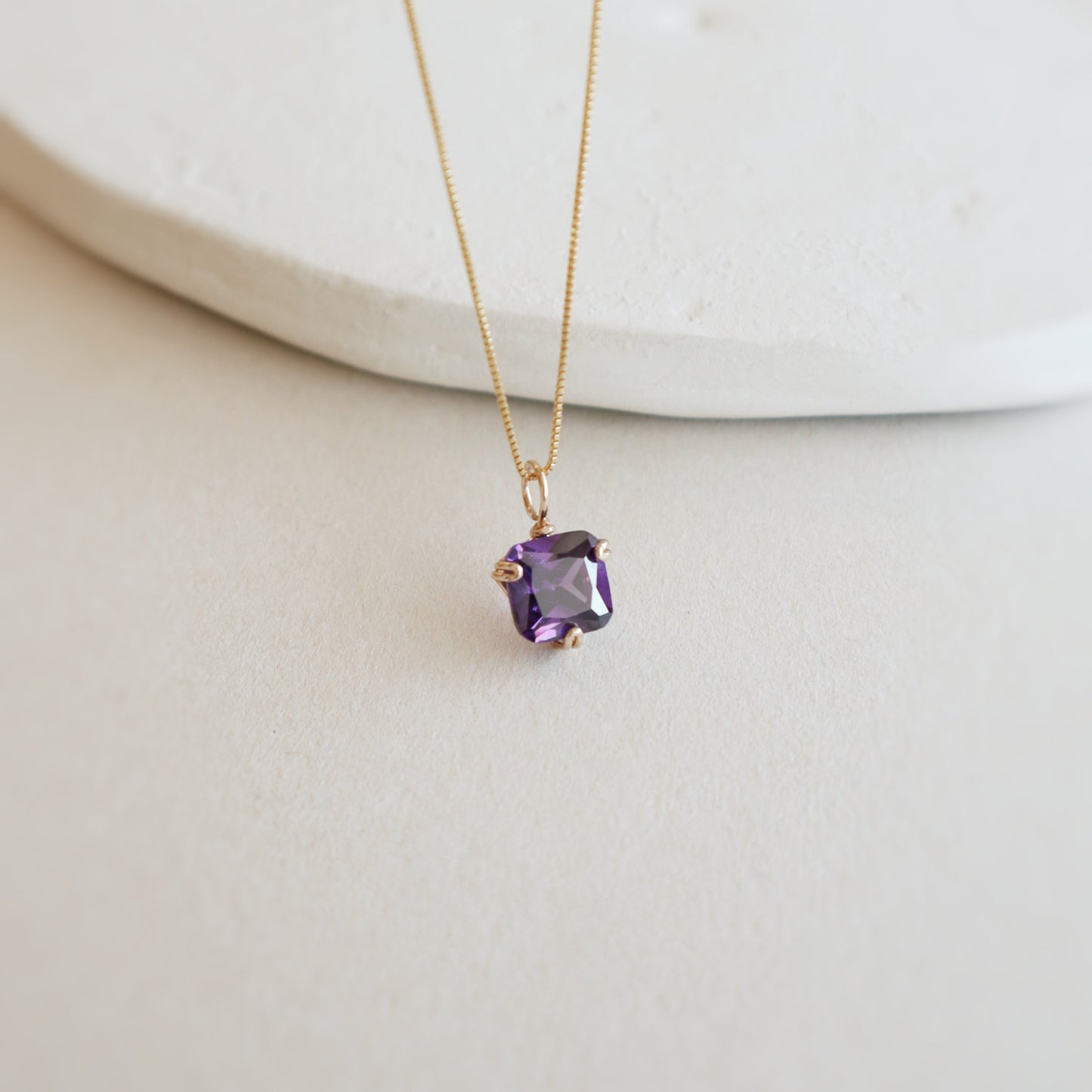 Square Amethyst Gemstone Necklace