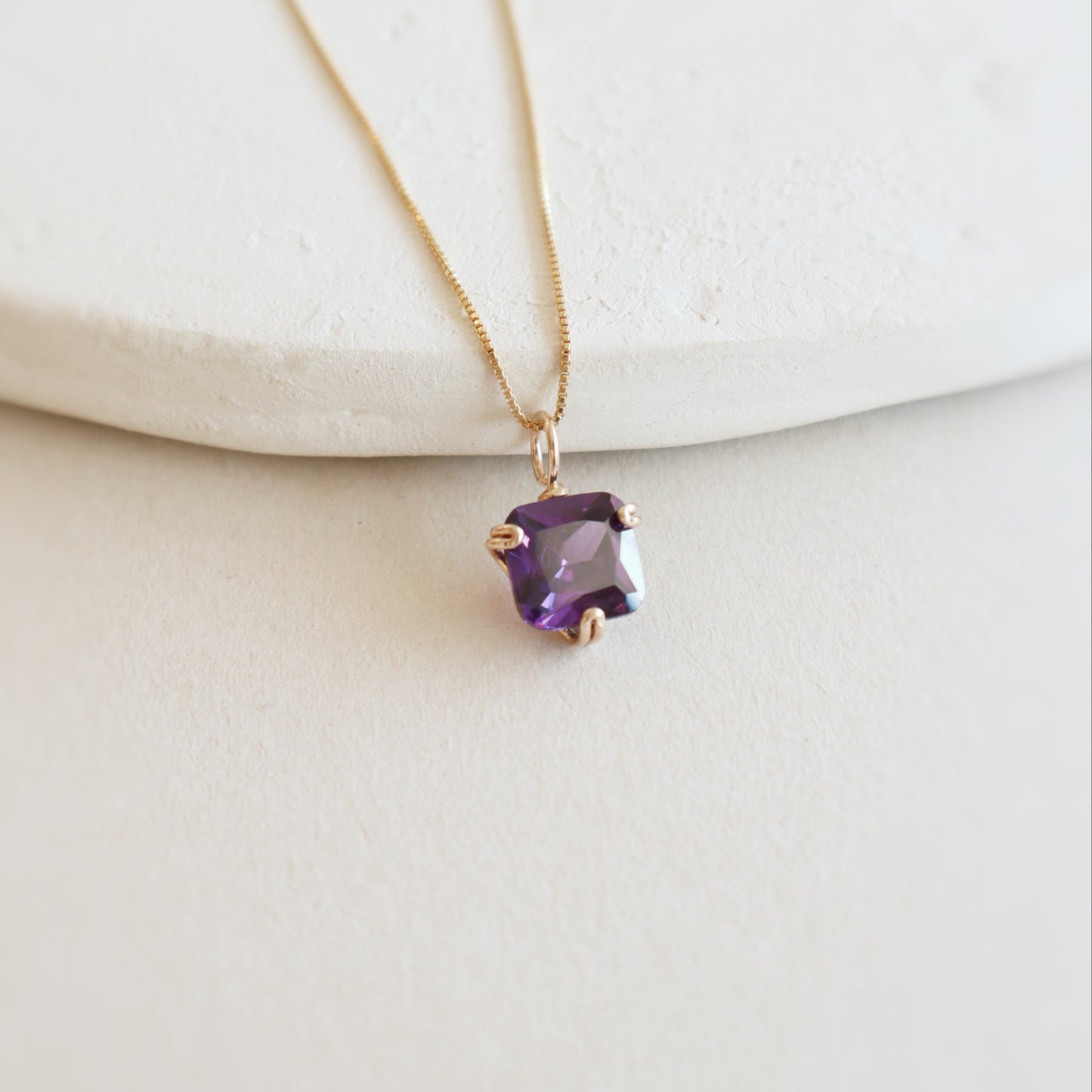 Square Amethyst Gemstone Necklace
