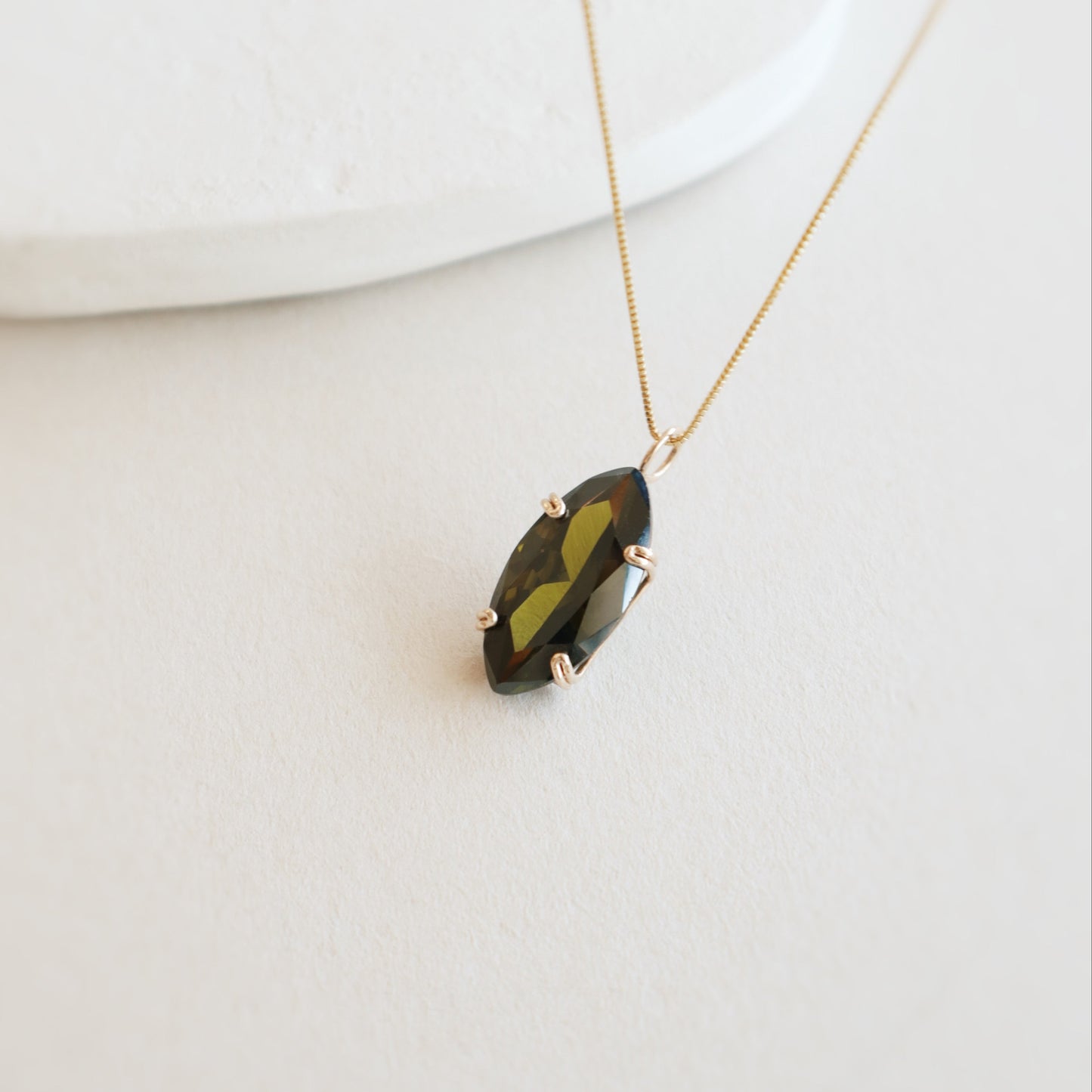 Marquise Green Tourmaline Gemstone Necklace