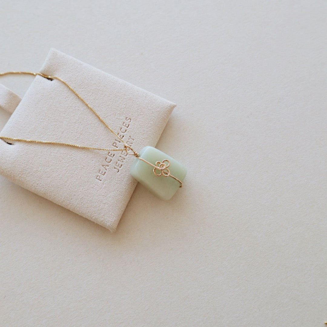 Jade Flower Necklace PeacePiecesJewelry