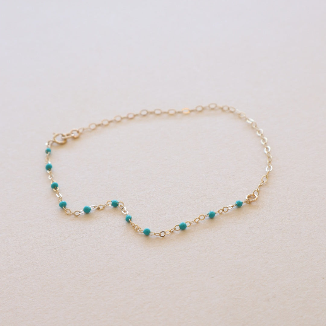 Blue Epoxy Cable Chain Anklet PeacePiecesJewelry