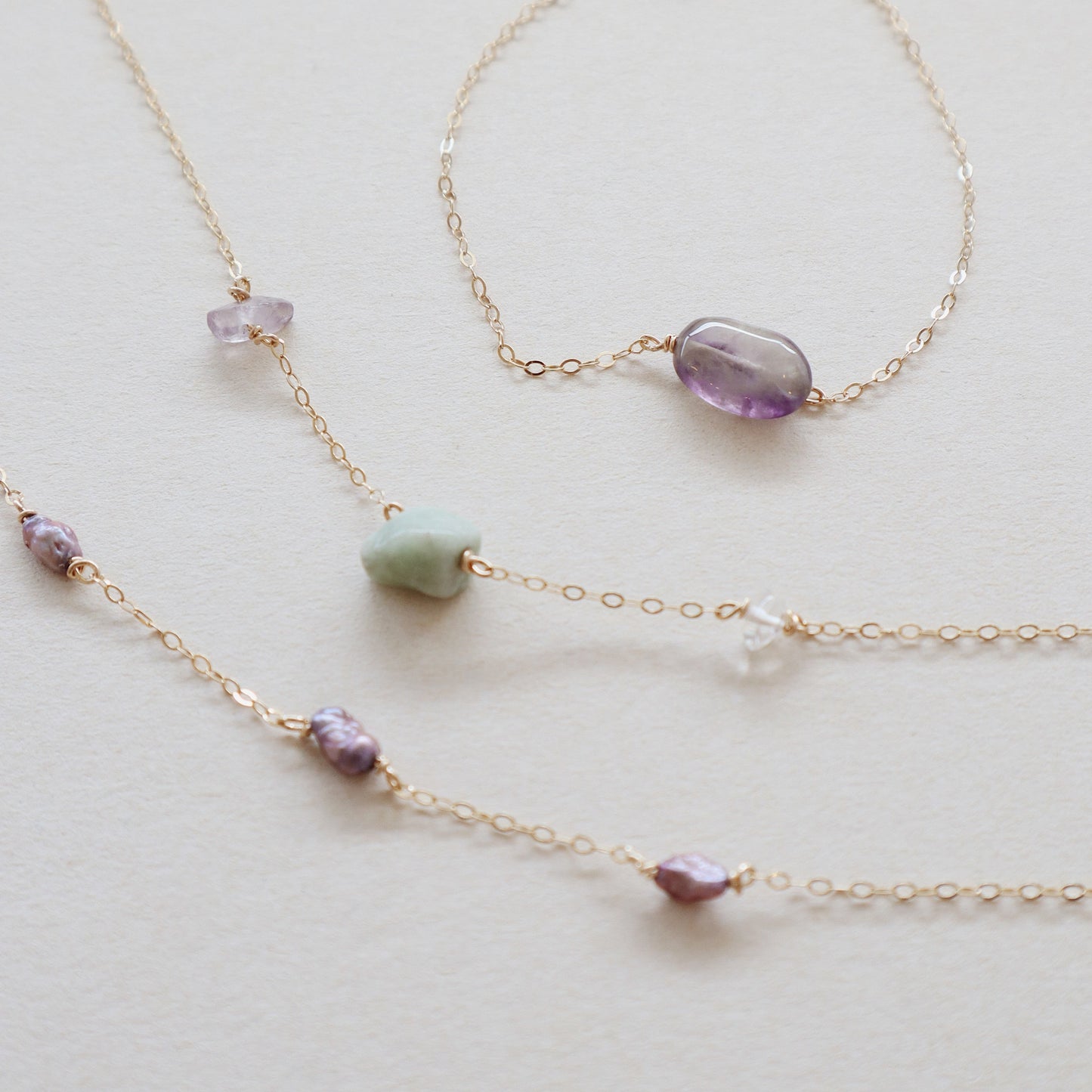 Jade, Amethyst & Quartz Bracelet