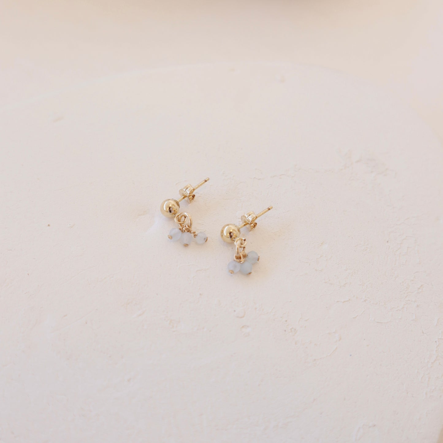 Aquamarine Gold Ball Earring - PeacePiecesJewelry