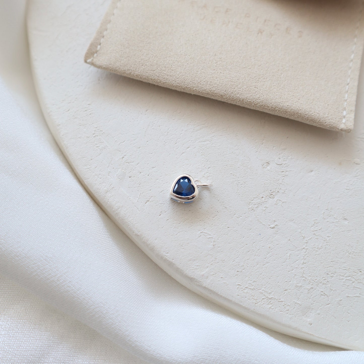 Sapphire Heart Silver Charm - PeacePiecesJewelry