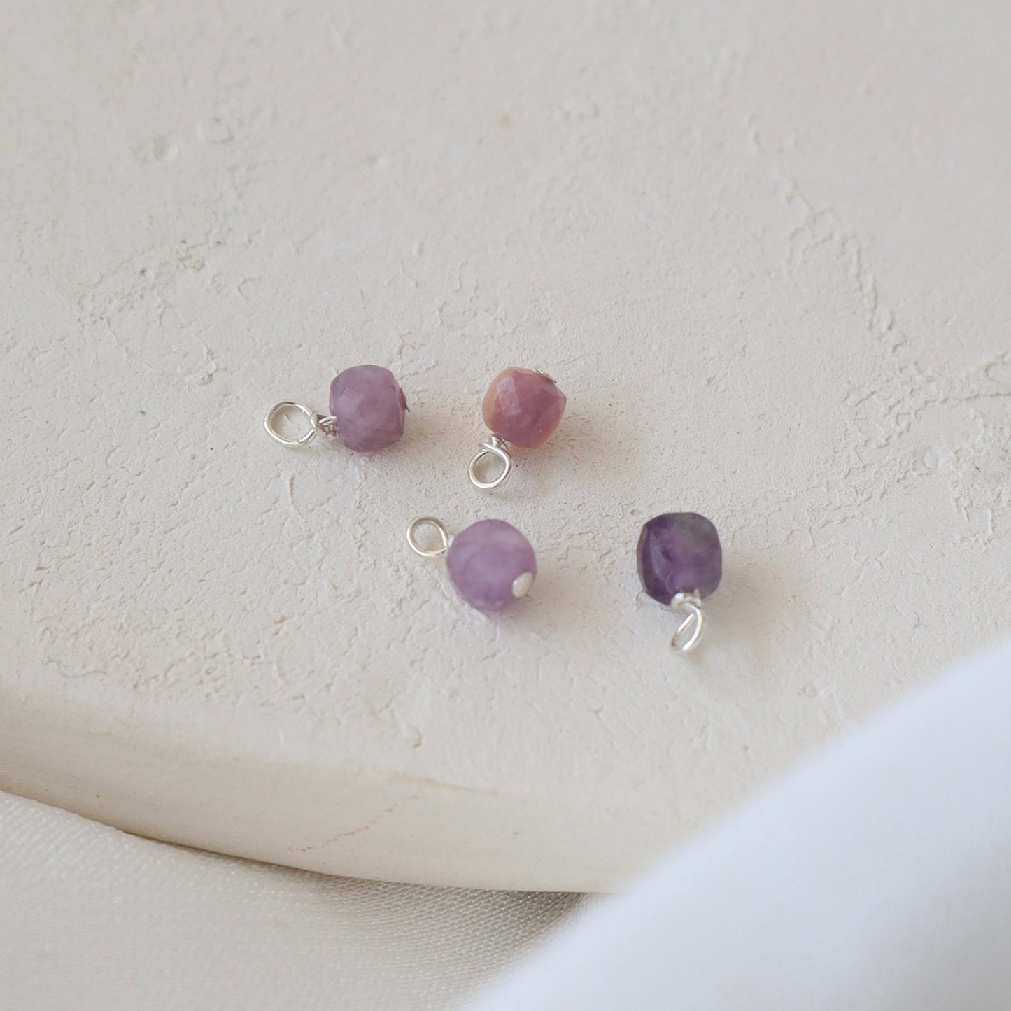 Amethyst Square Stone Charm - PeacePiecesJewelry