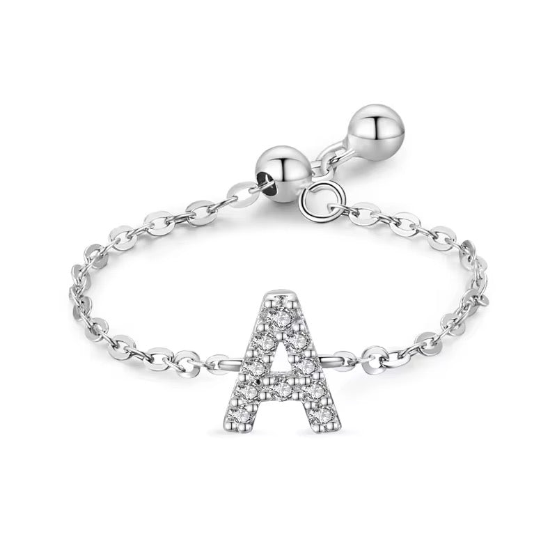 Letter Chain Ring - PeacePiecesJewelry
