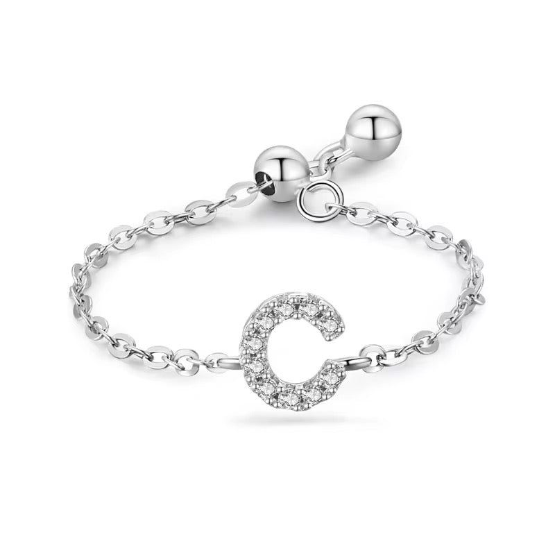 Letter Chain Ring - PeacePiecesJewelry