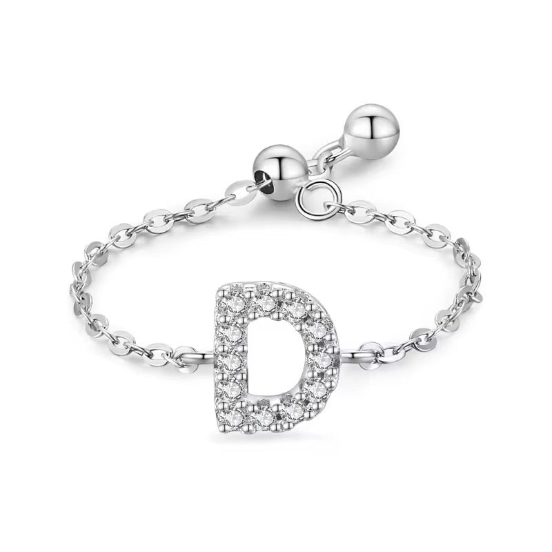 Letter Chain Ring - PeacePiecesJewelry