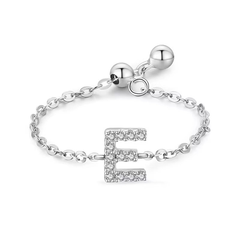 Letter Chain Ring - PeacePiecesJewelry
