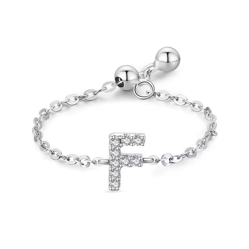 Letter Chain Ring - PeacePiecesJewelry