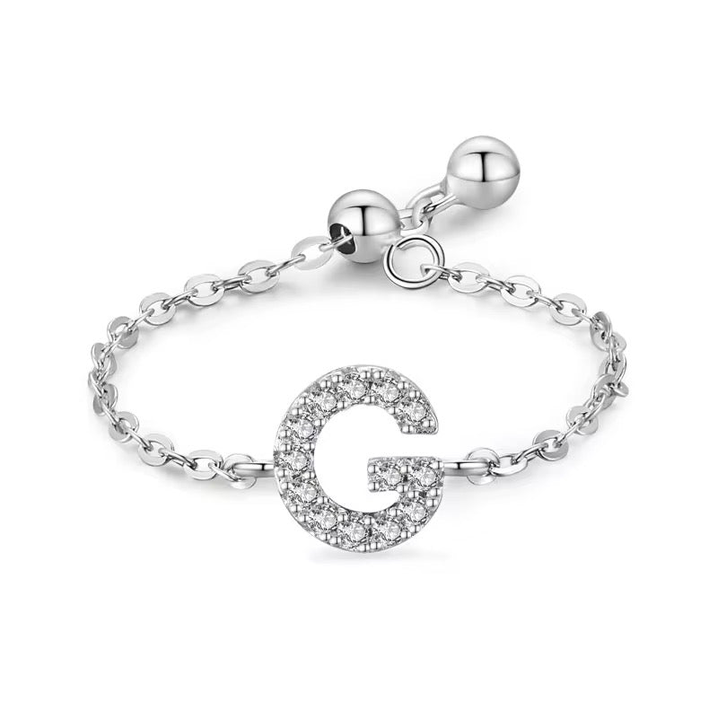 Letter Chain Ring - PeacePiecesJewelry
