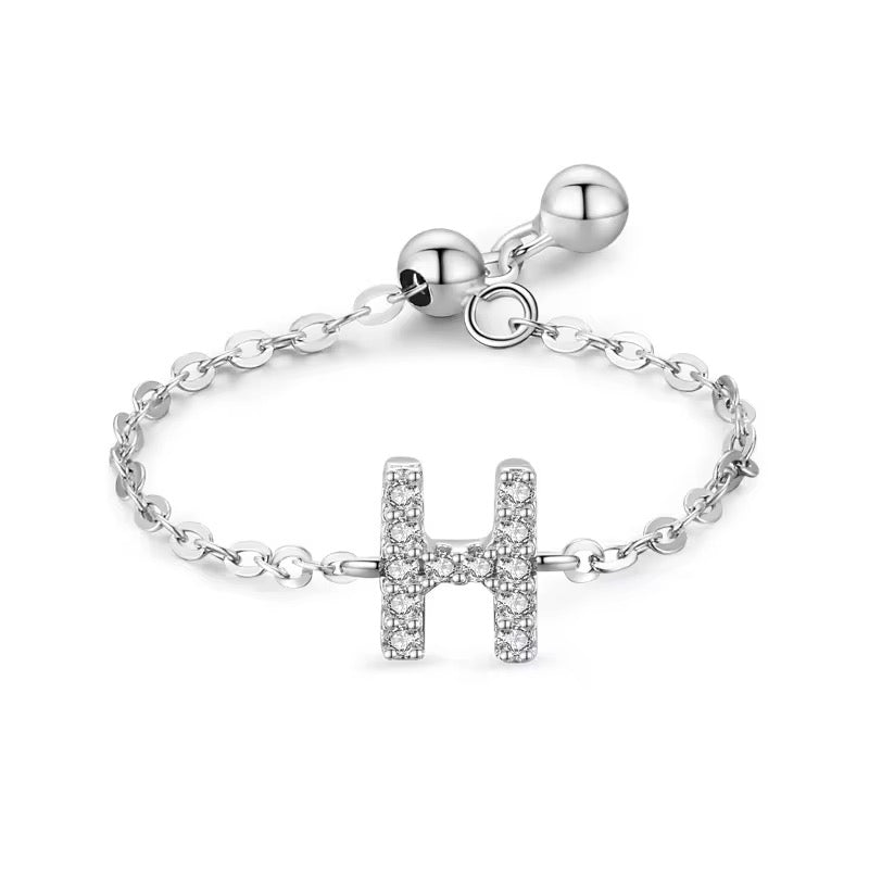 Letter Chain Ring - PeacePiecesJewelry