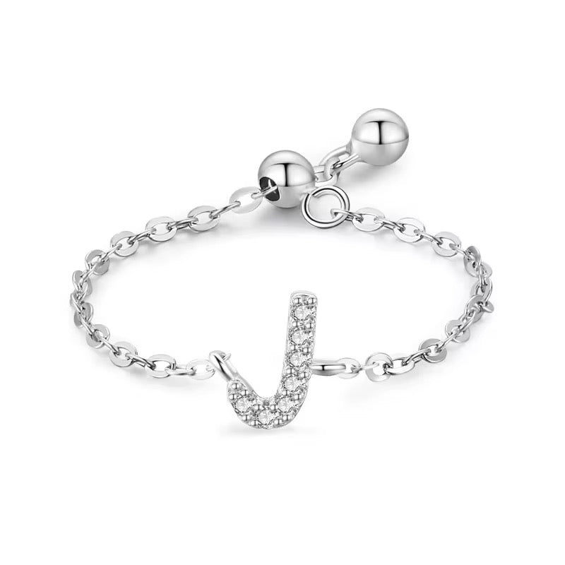 Letter Chain Ring - PeacePiecesJewelry