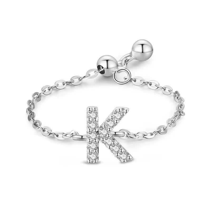 Letter Chain Ring - PeacePiecesJewelry