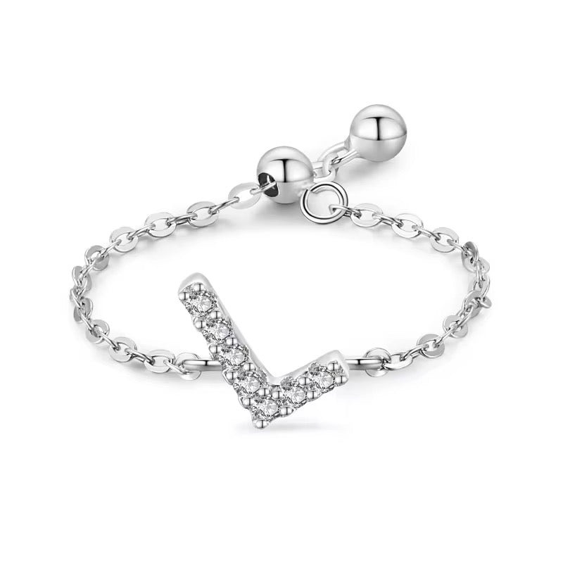 Letter Chain Ring - PeacePiecesJewelry