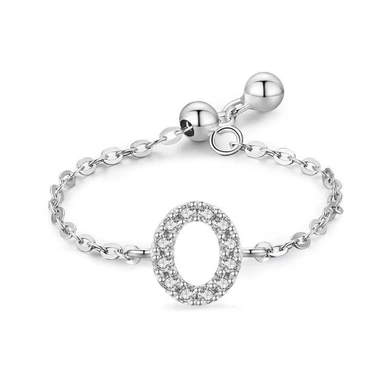 Letter Chain Ring - PeacePiecesJewelry