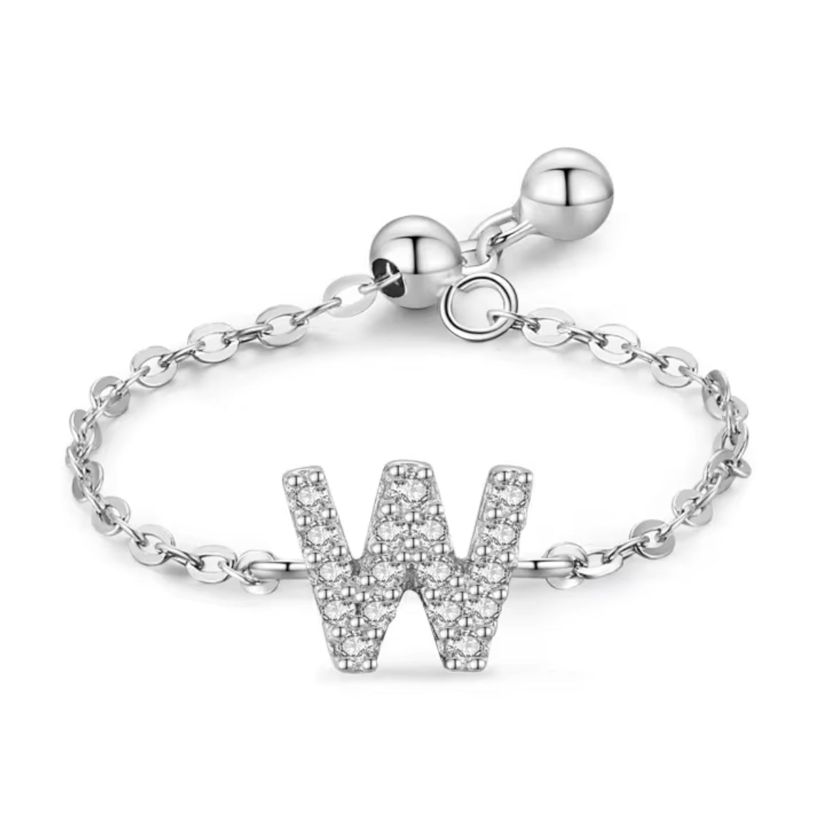 Letter Chain Ring - PeacePiecesJewelry