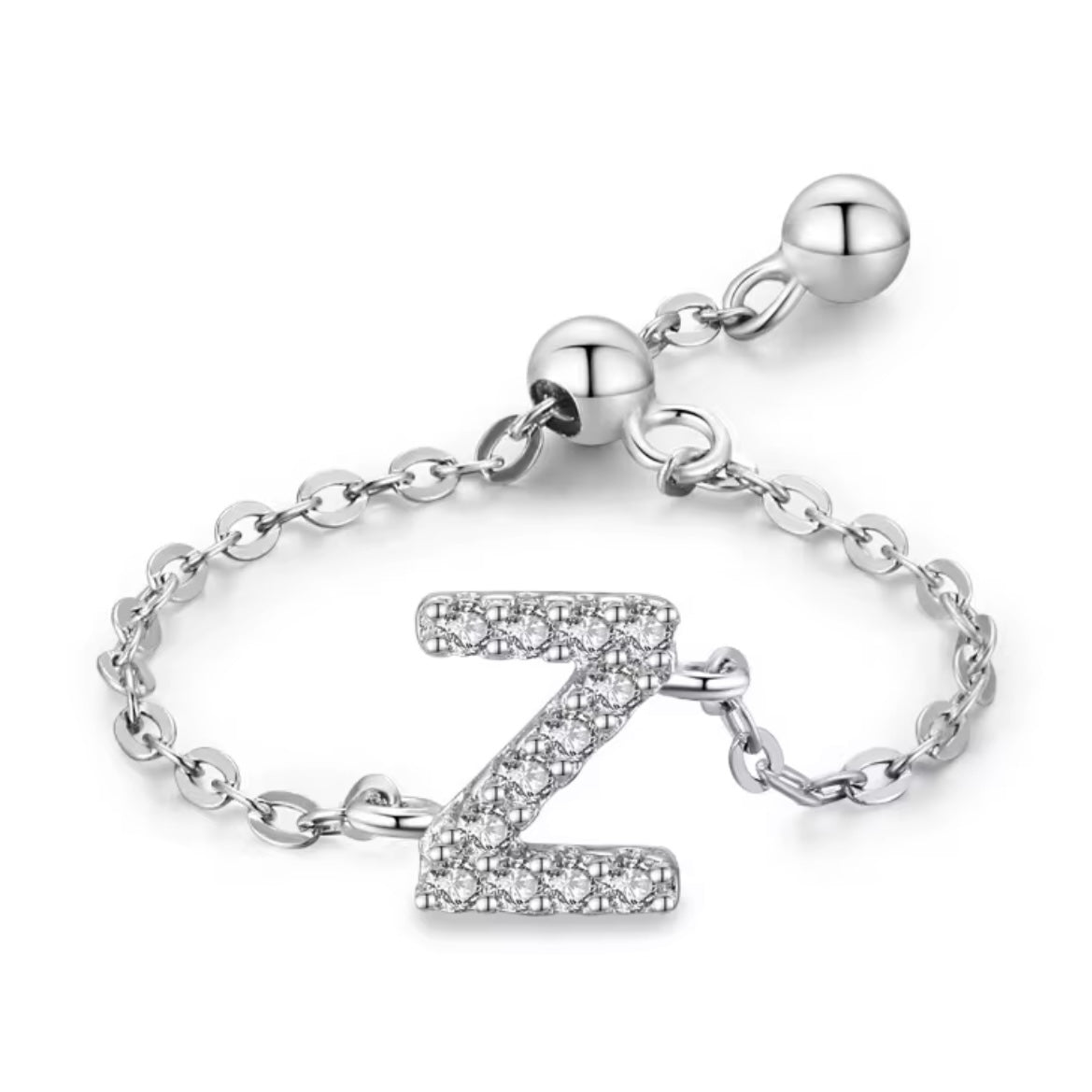 Letter Chain Ring - PeacePiecesJewelry