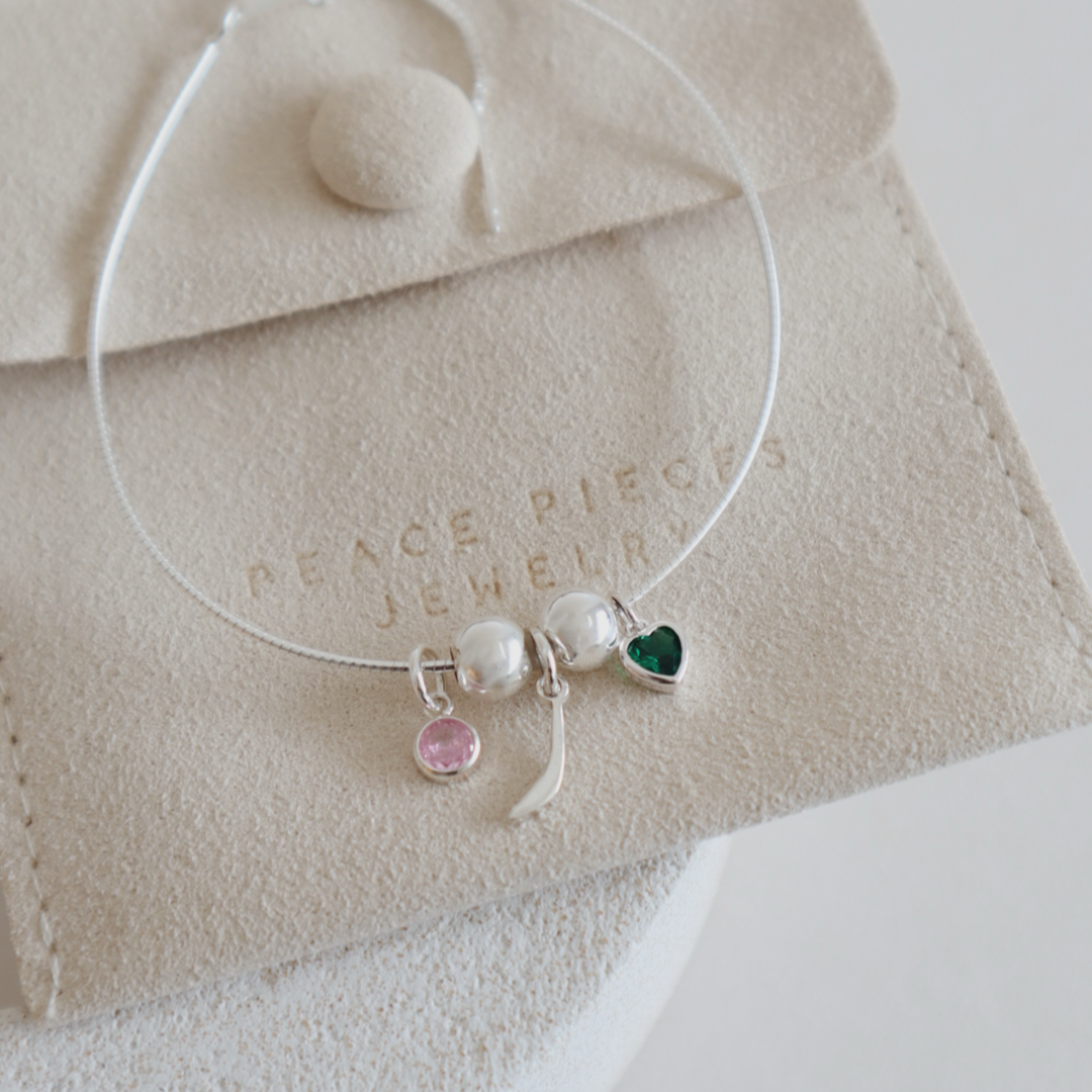 Tiny Tales - ر Bracelet with Heart & Tourmaline PeacePiecesJewelry