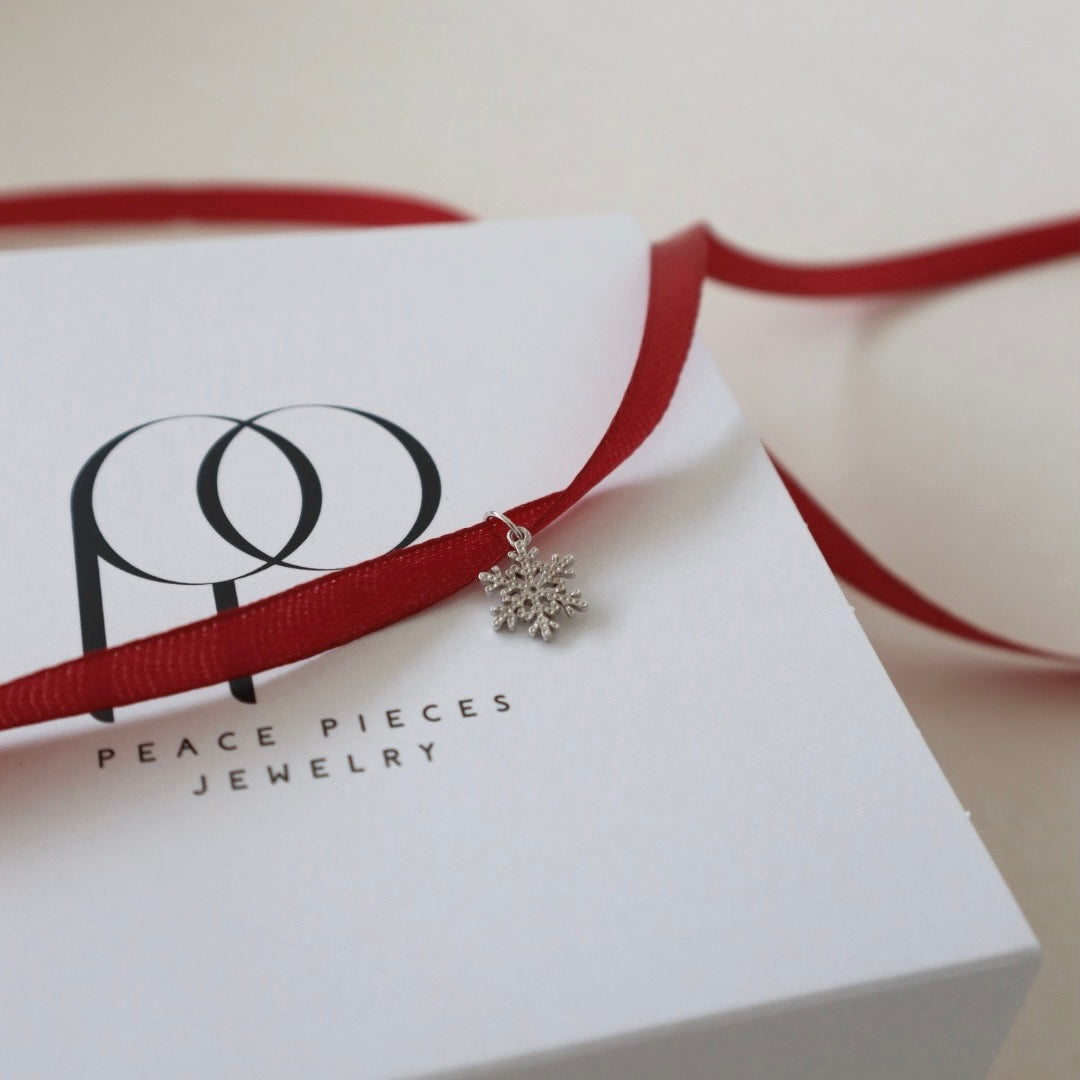 Snowflake Stone Silver Charm - PeacePiecesJewelry