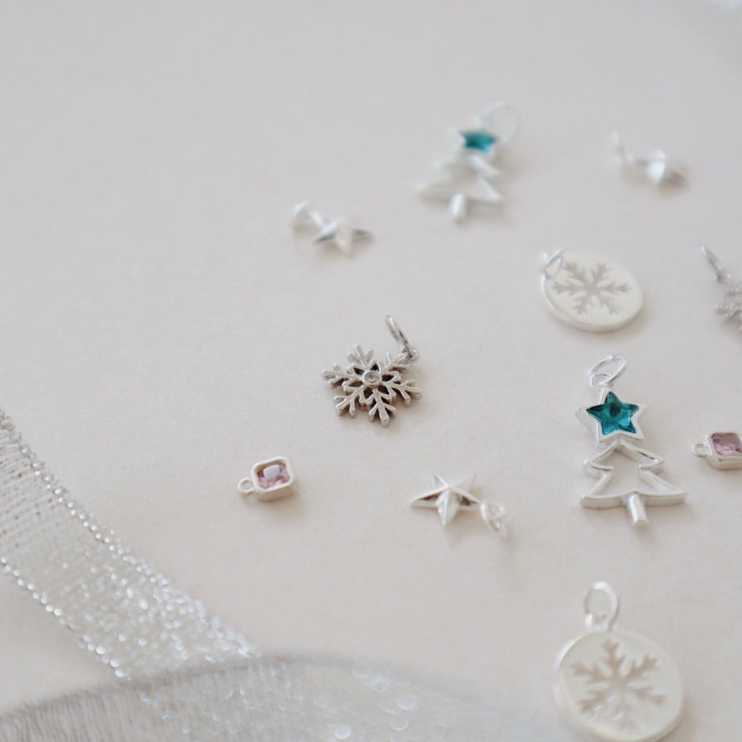 Snowflake Stone Silver Charm - PeacePiecesJewelry