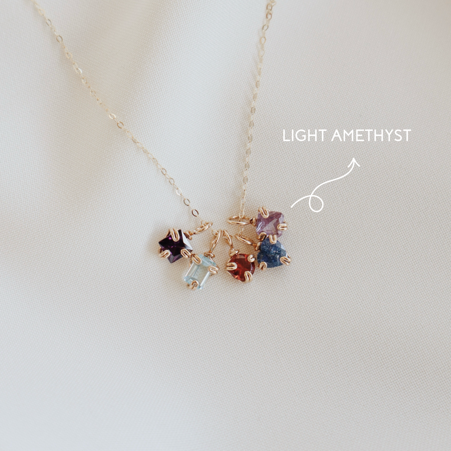 Tiny Gemstone Necklace PeacePiecesJewelry