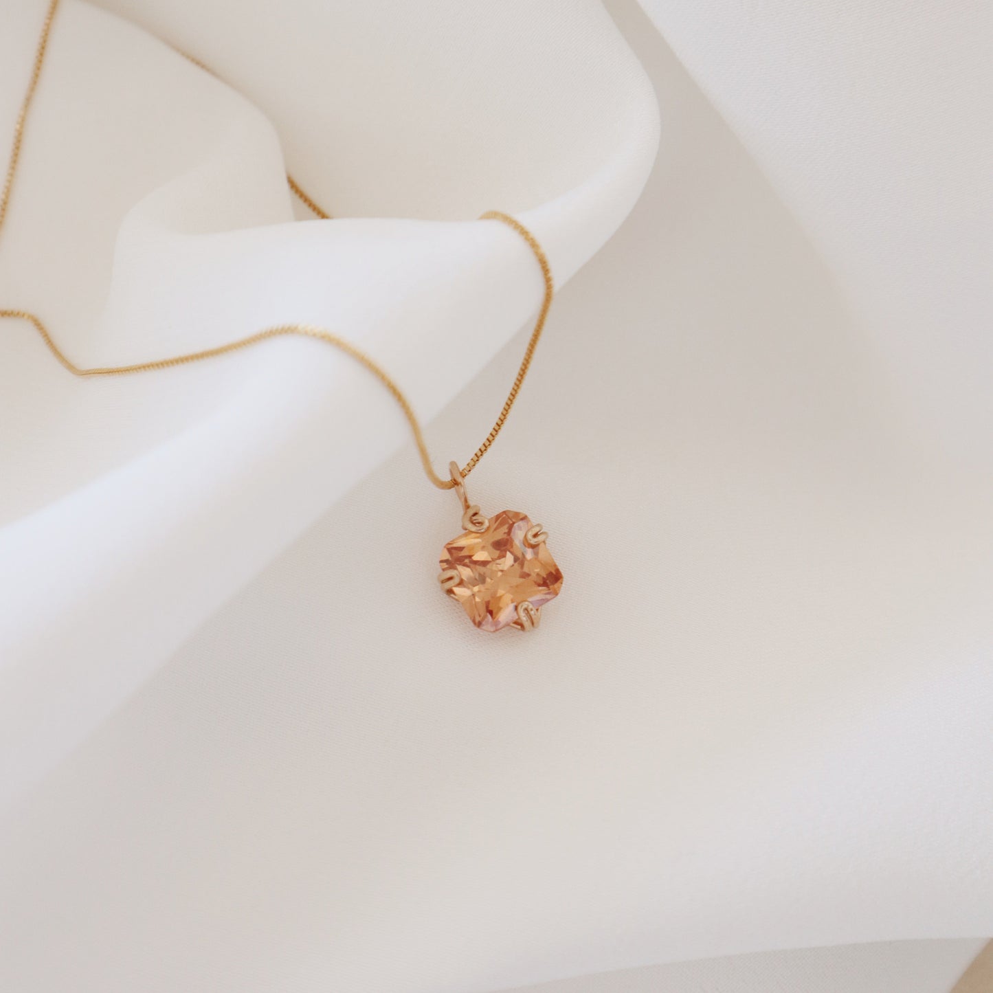 Square Imperial Topaz Gemstone Pendant Peace Pieces Jewelry