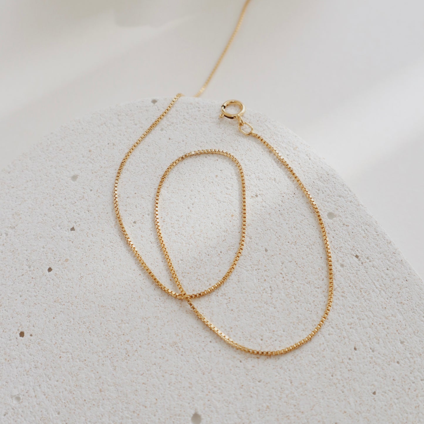 Box Chain Gold Necklace - PeacePiecesJewelry